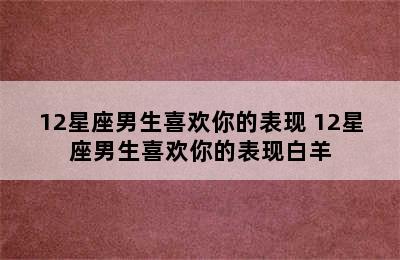 12星座男生喜欢你的表现 12星座男生喜欢你的表现白羊